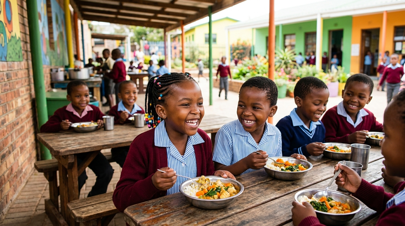 Children enjoying a nutritious school meal